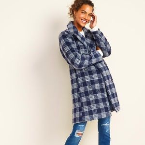 Old Navy double breasted wool blend plaid pea coat